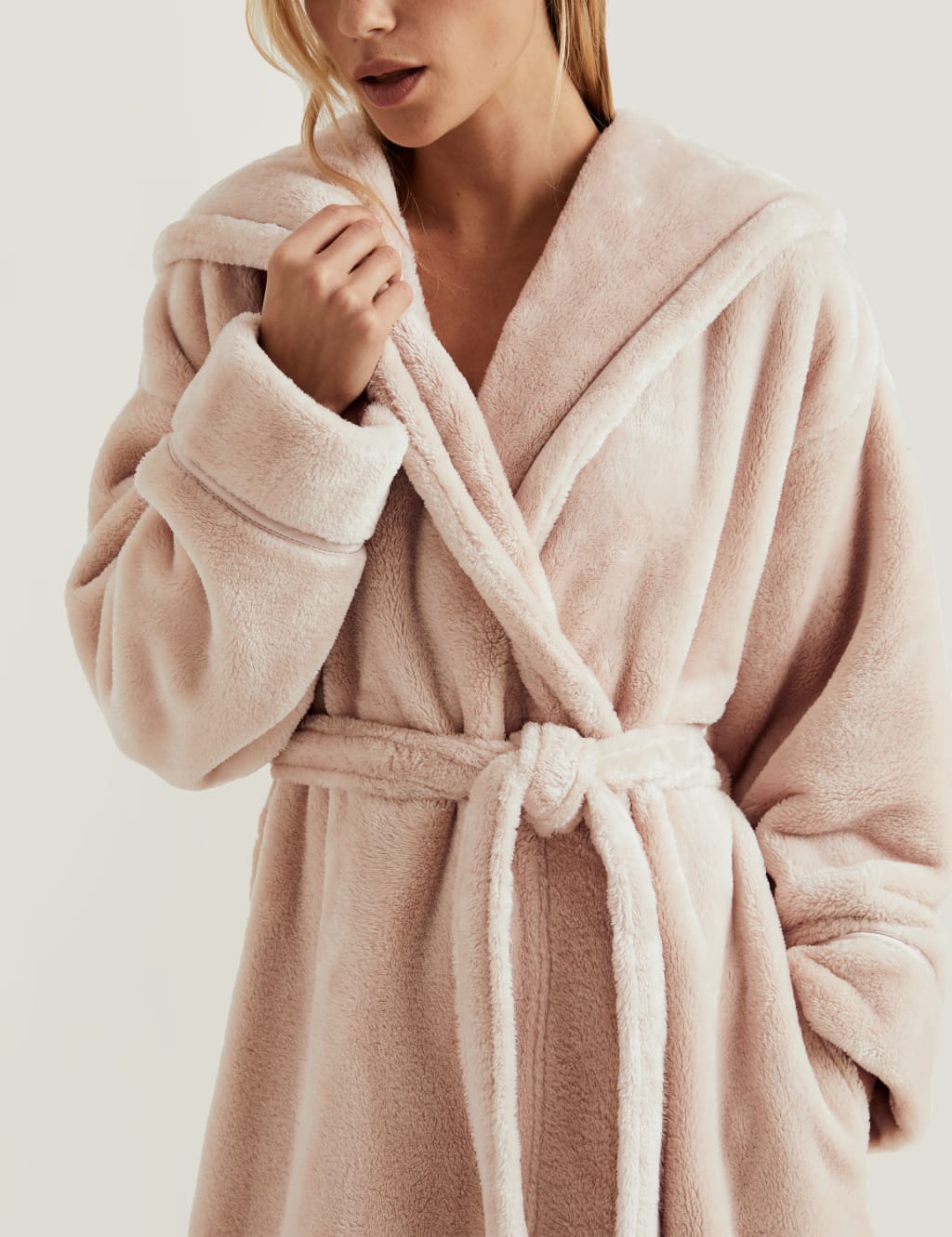 Fleece Hooded Long Dressing Gown 6 of 7