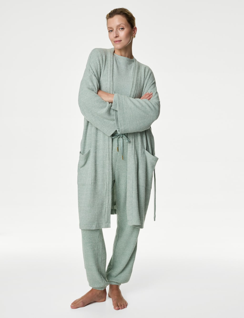 M&s waffle dressing gown best sale