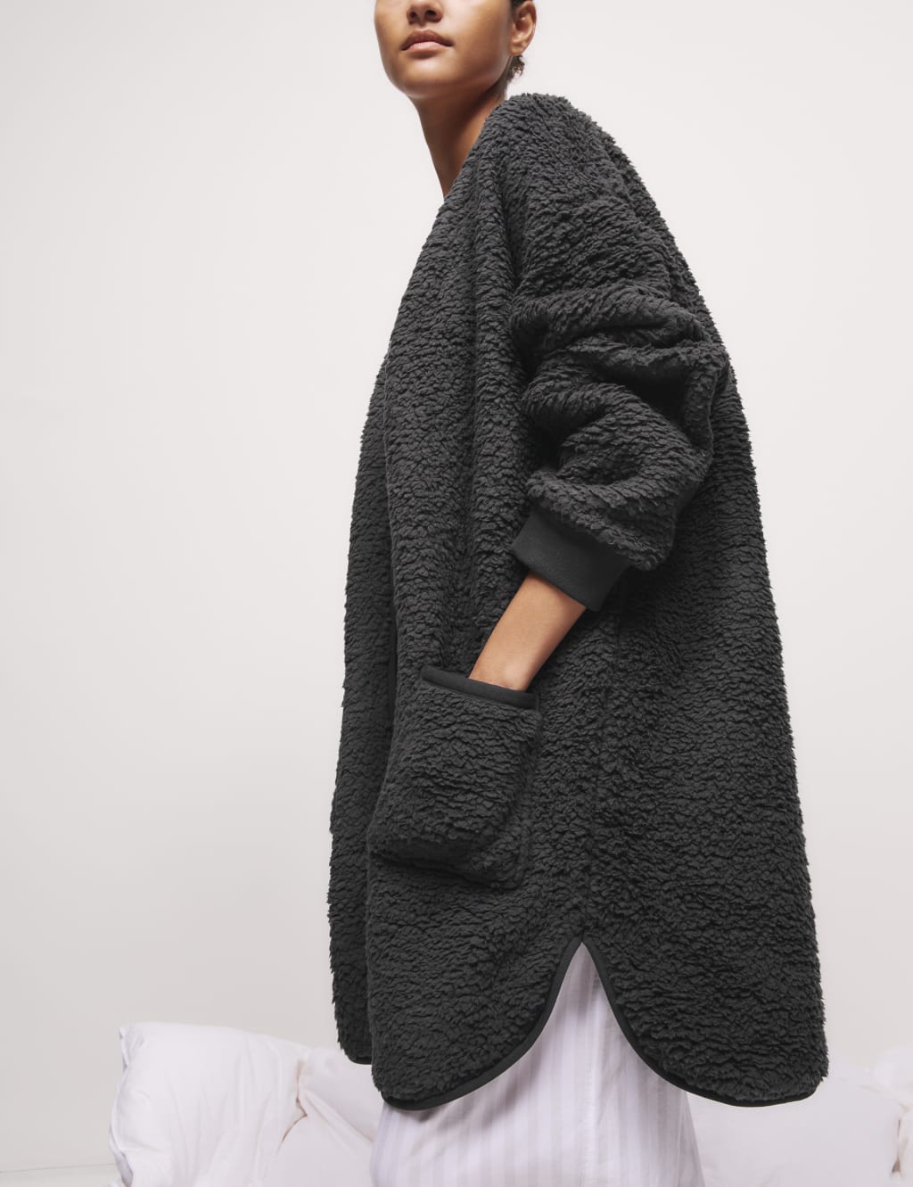 M&s fleece dressing gown hotsell
