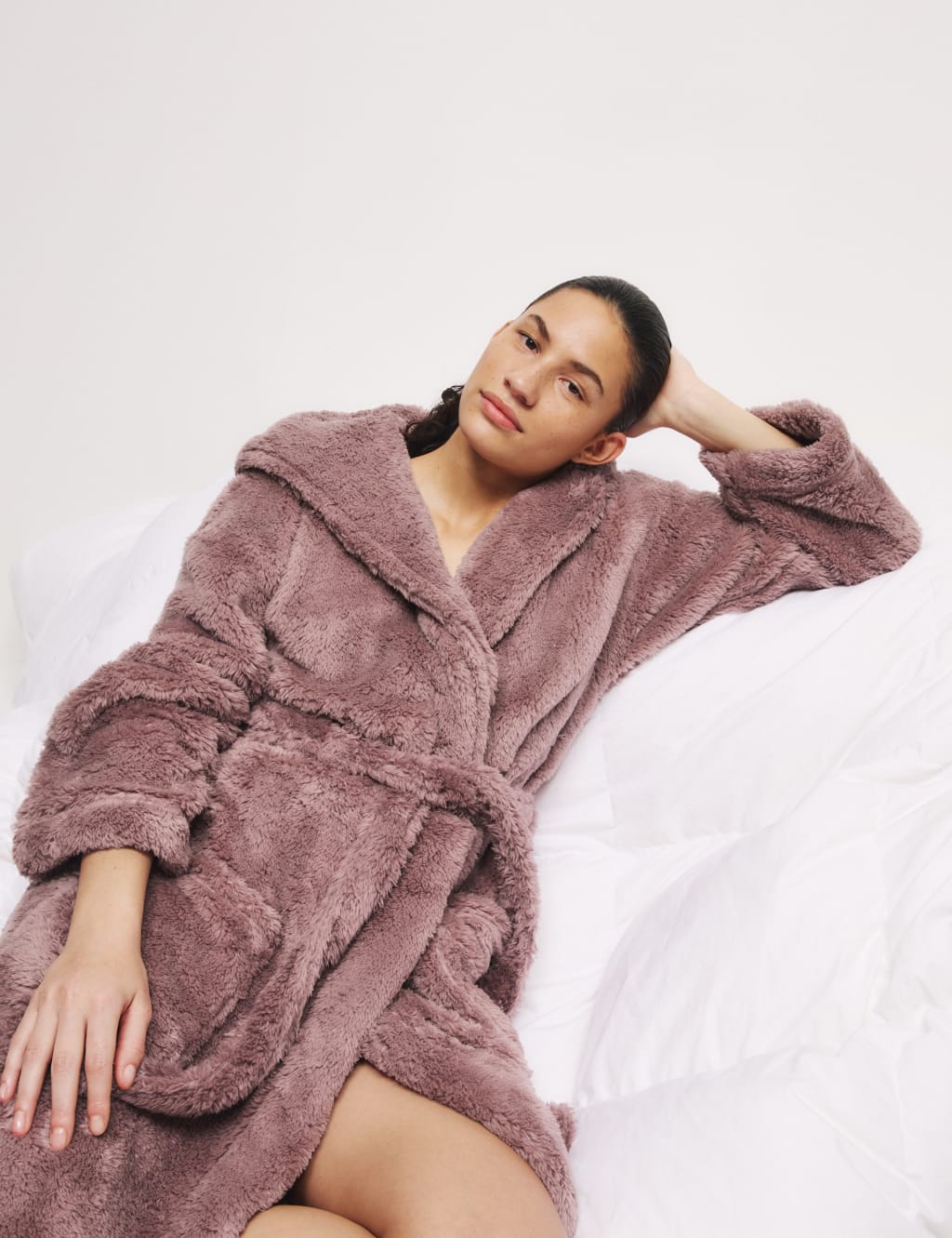 Fleece Hooded Dressing Gown M S Collection M S