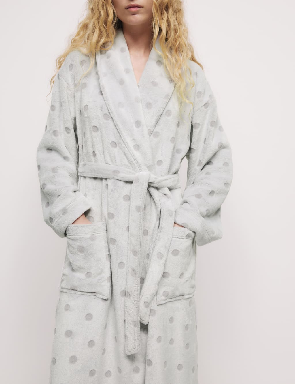 Fleece Polka Dot Dressing Gown M S Collection M S IE