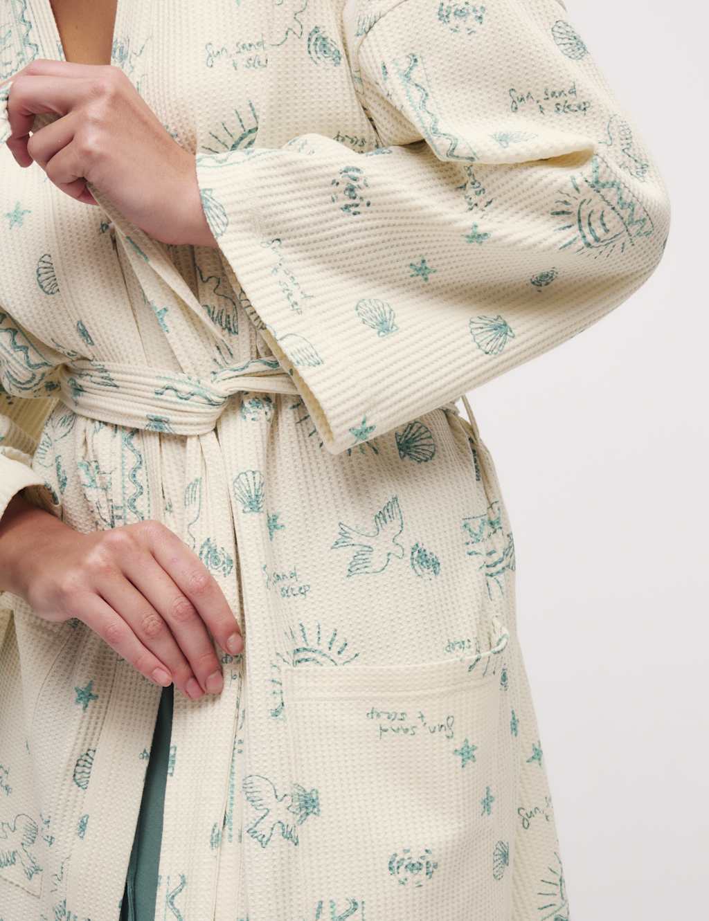 Cotton Rich Printed Waffle Dressing Gown 5 of 6