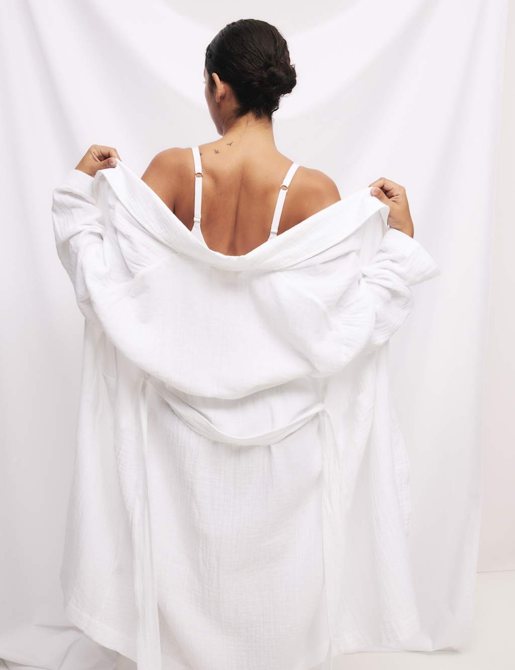 Pure Cotton Muslin Dobby Dressing Gown 5 of 5