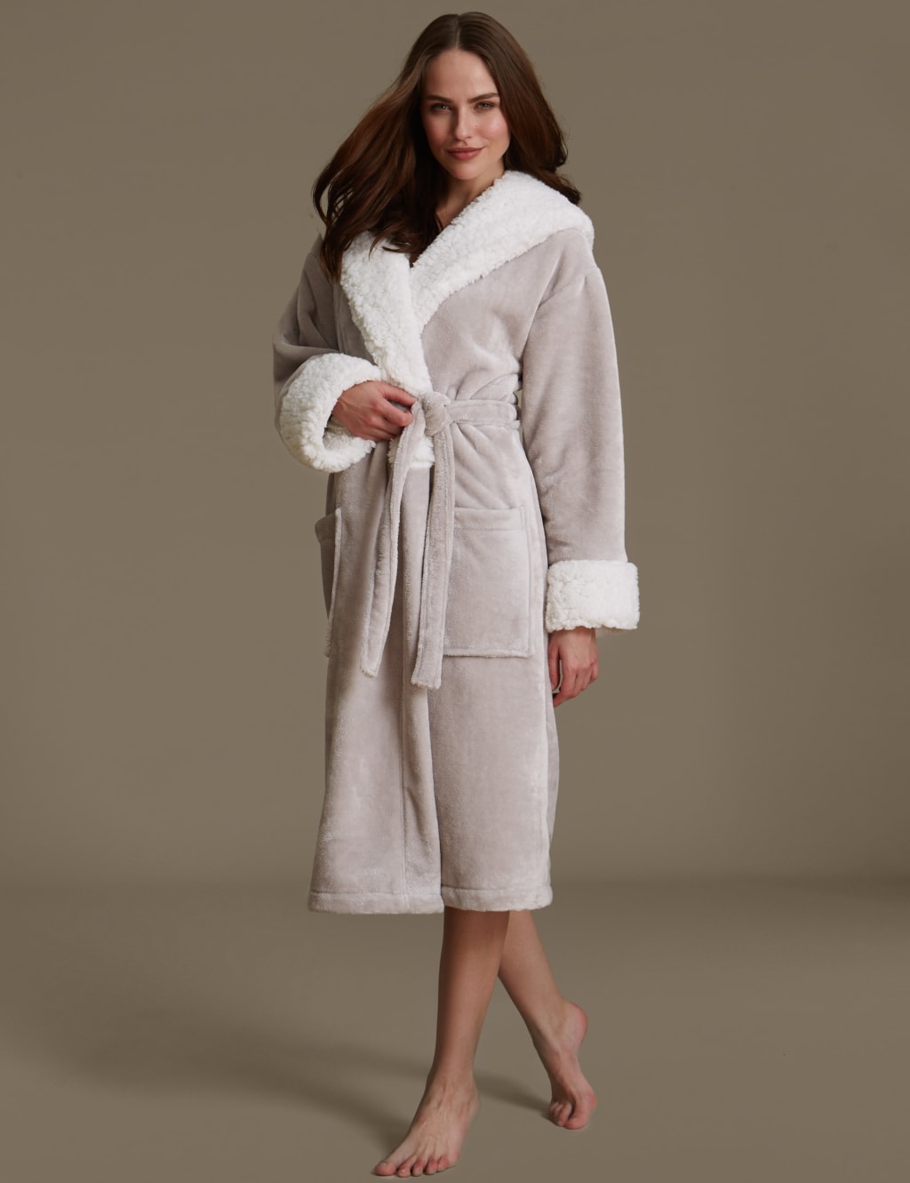 Borg Lined Shimmer Dressing Gown M S Collection M S