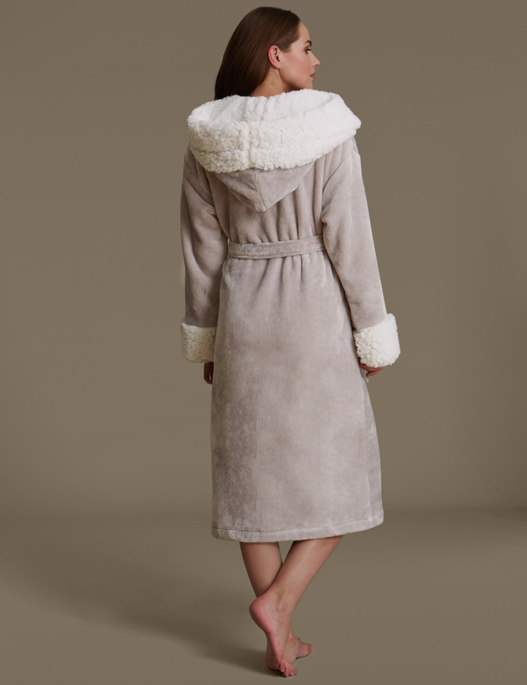 Borg Lined Shimmer Dressing Gown M S Collection M S