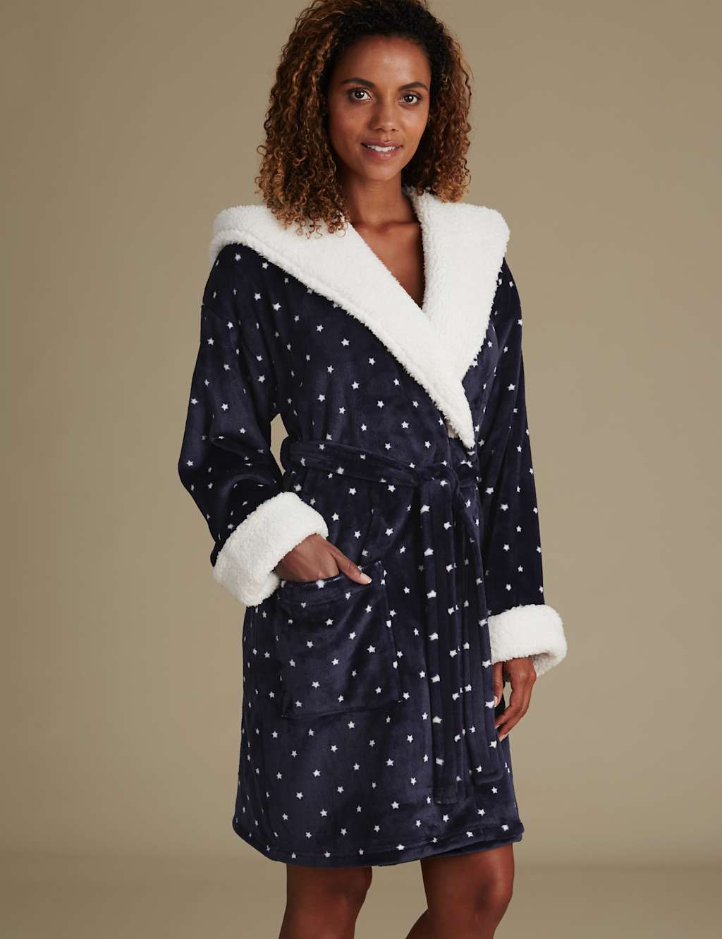Star Print Hooded Dressing Gown 1 of 4