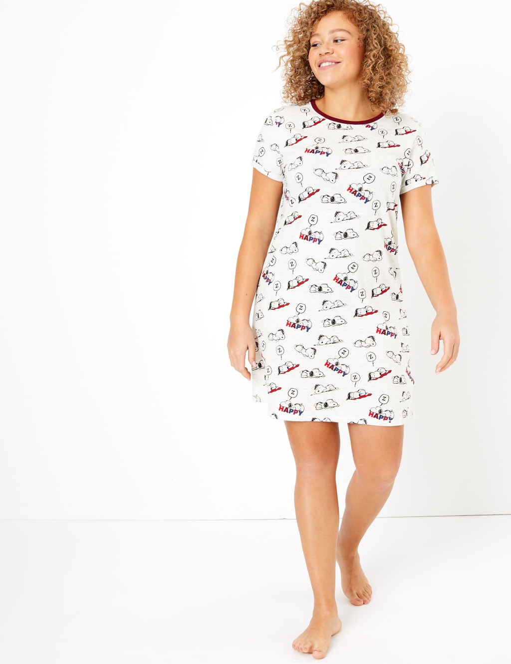 Cotton Snoopy Print Short Nightdress M S Collection M S
