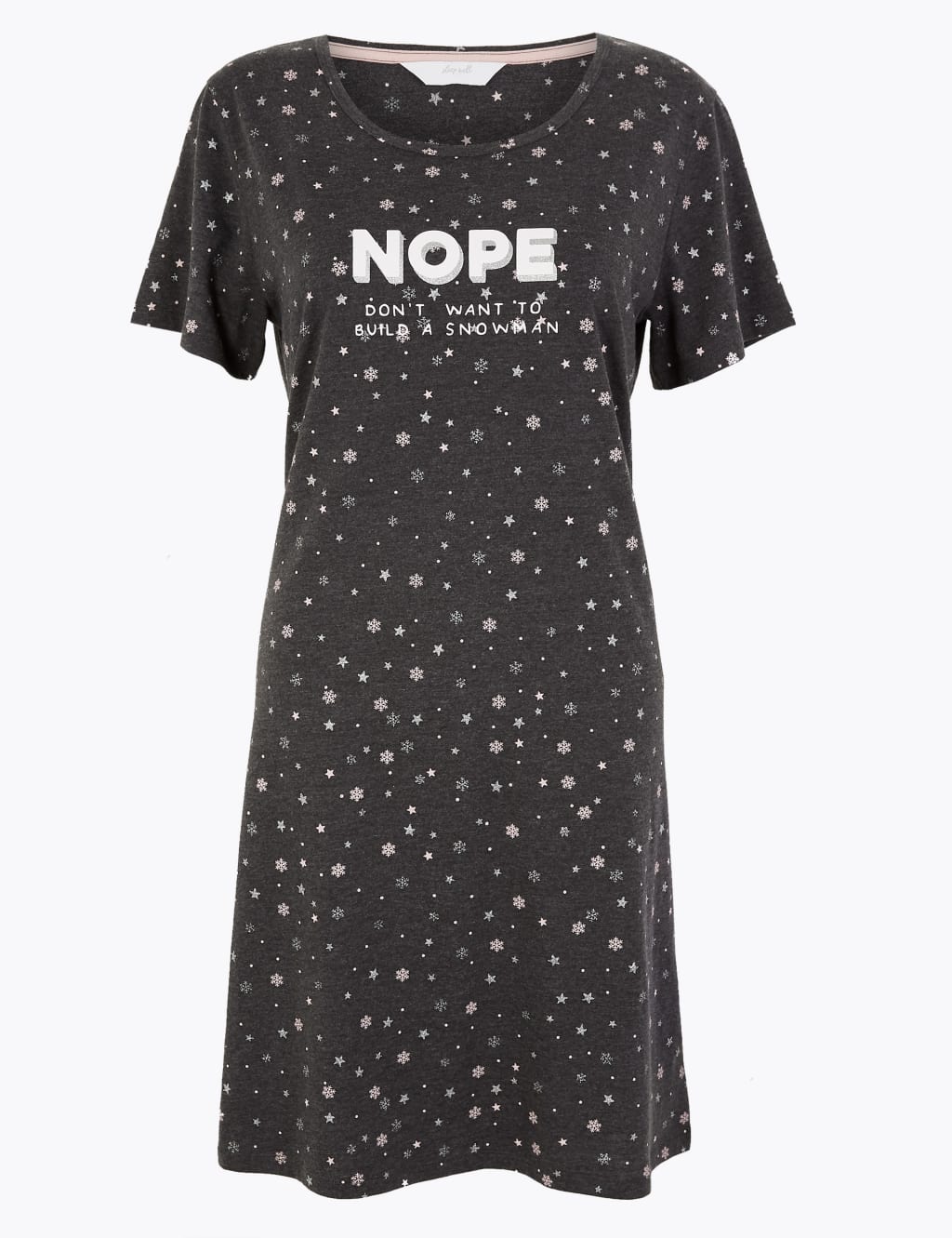Nope Snowman Slogan Short Nightdress 2 of 4
