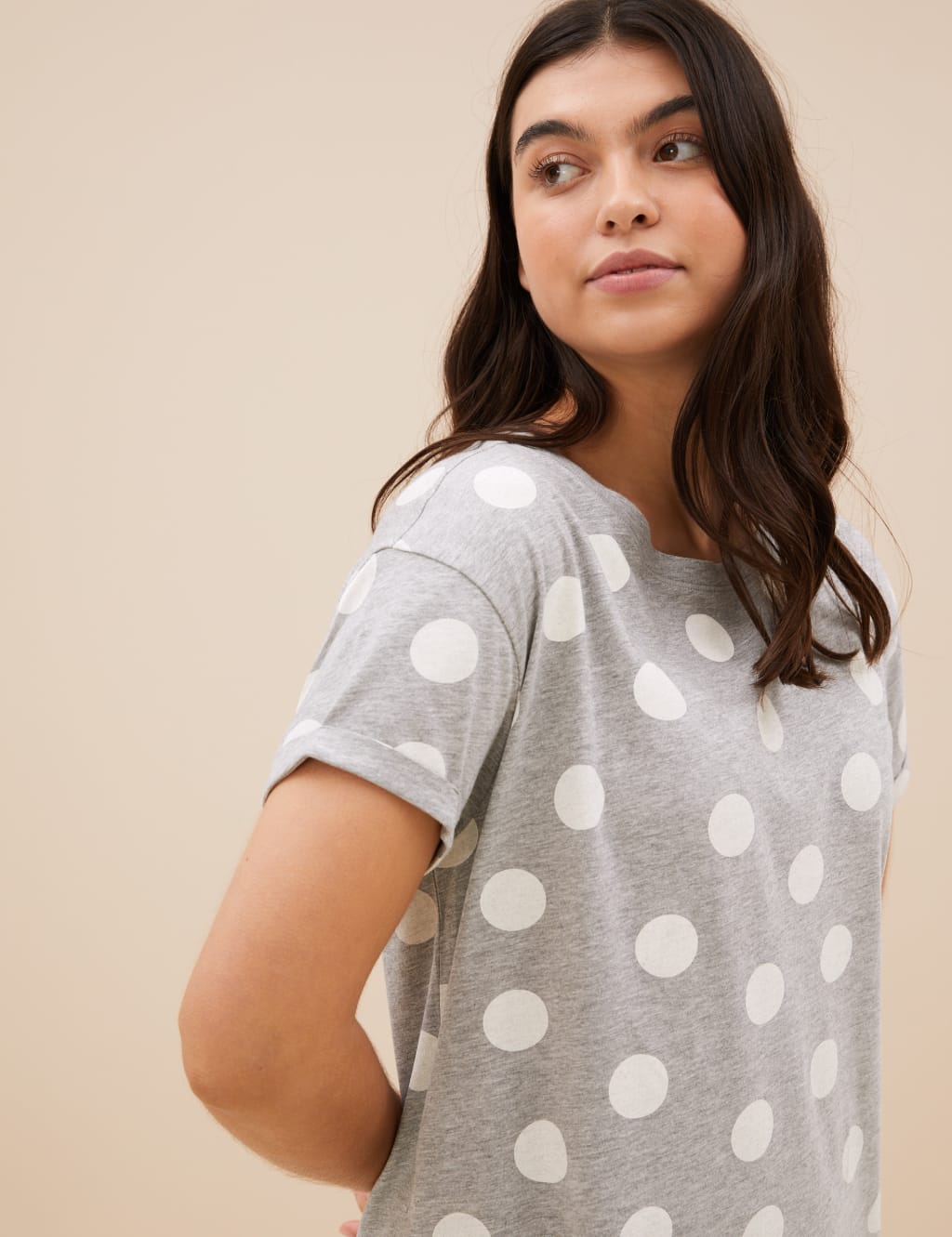 Cotton Rich Spot Print Short Nightdress 5 of 7