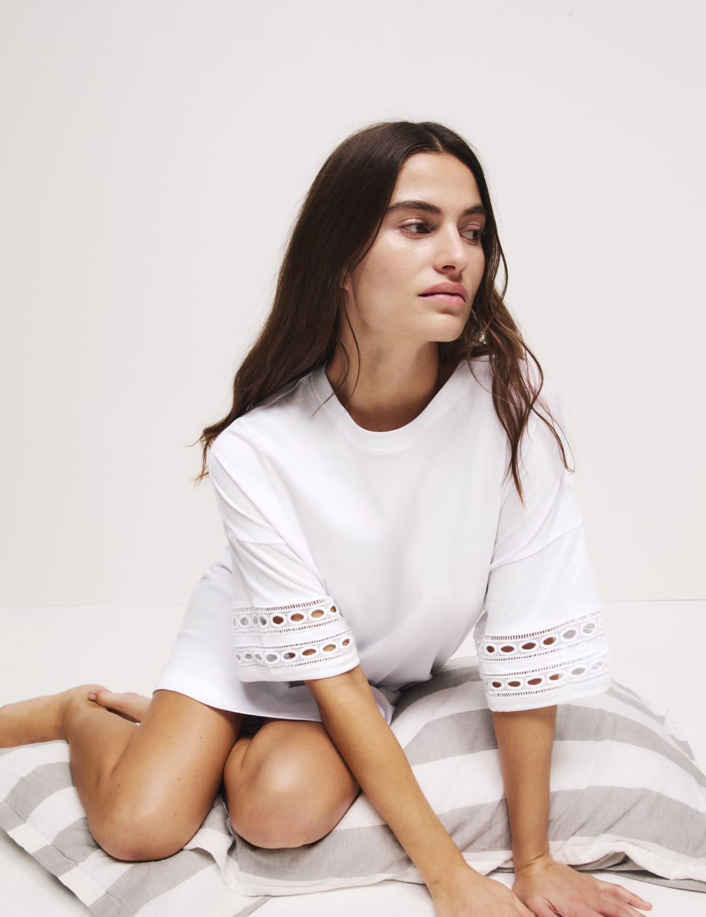 Pure Cotton Broderie Trim Nightdress Body by M S M S