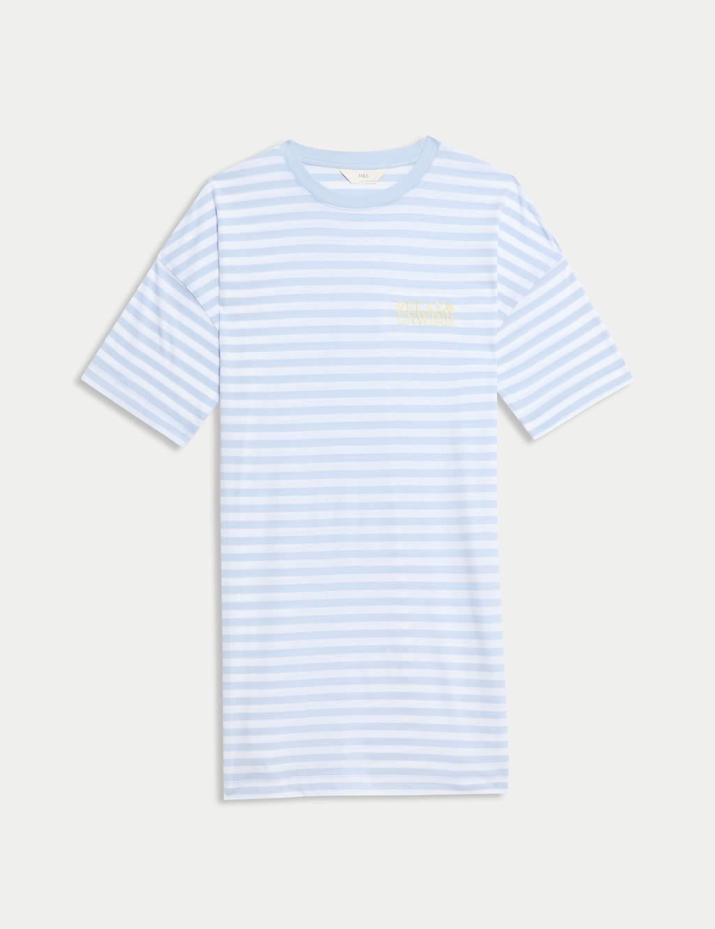 Cotton Modal Striped Short Nightshirt 2 of 4