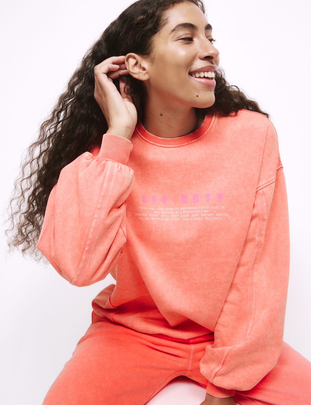 Cotton Rich Slogan Oversized Sweatshirt