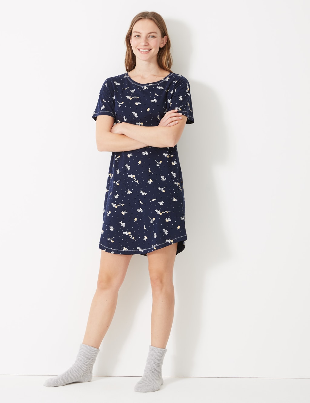 Pure Cotton Bee Short Nightdress 1 of 4