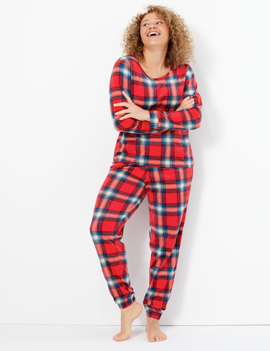 Fleece Checked Pyjama Set 1 of 6