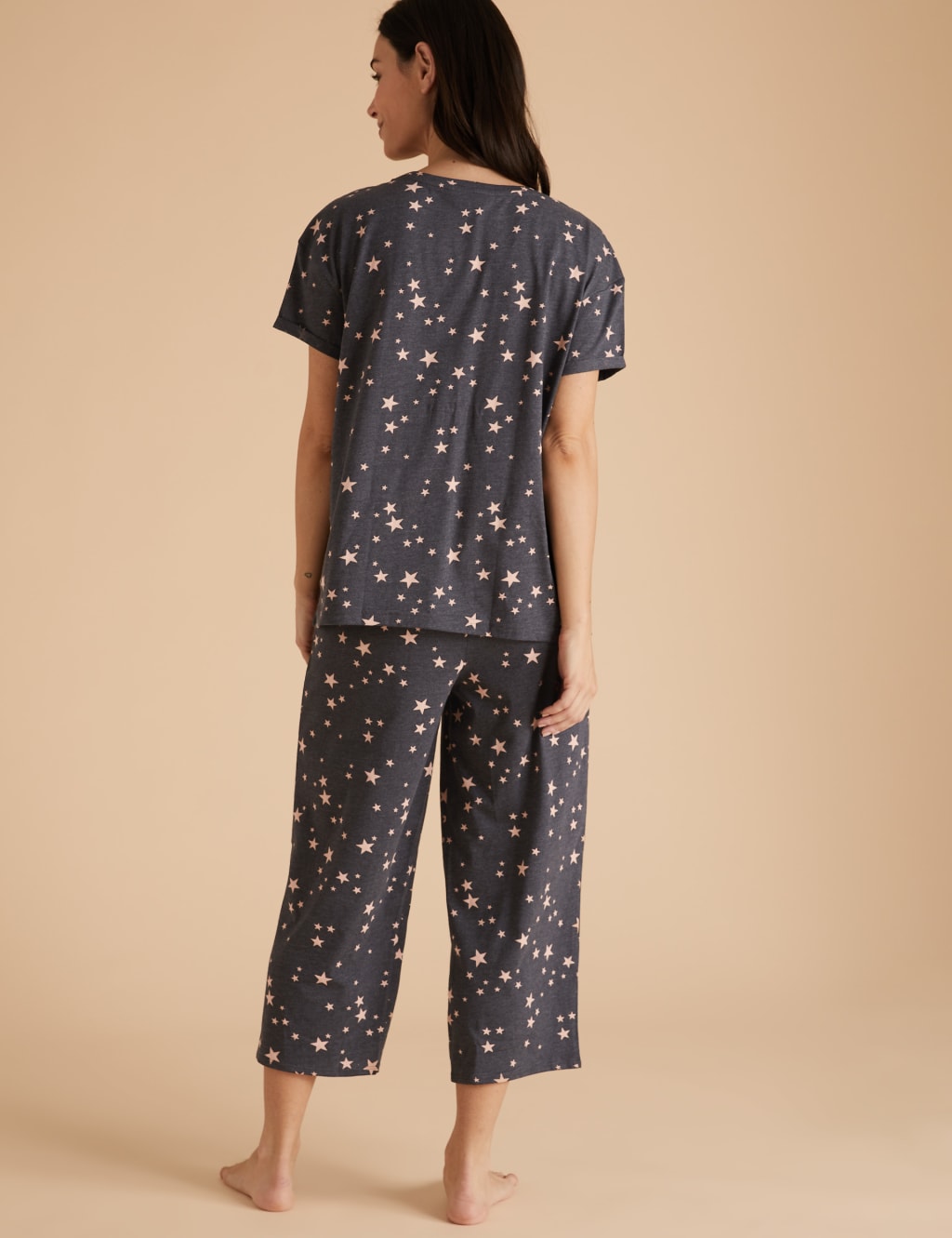 Cotton Star Print Cropped Pyjama Set 4 of 5