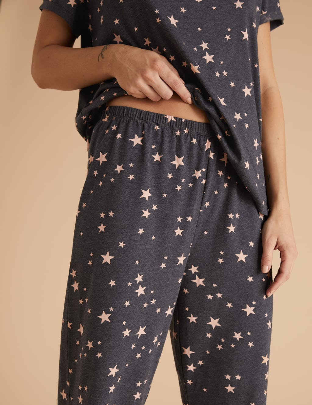 Cotton Star Print Cropped Pyjama Set M S Collection M S