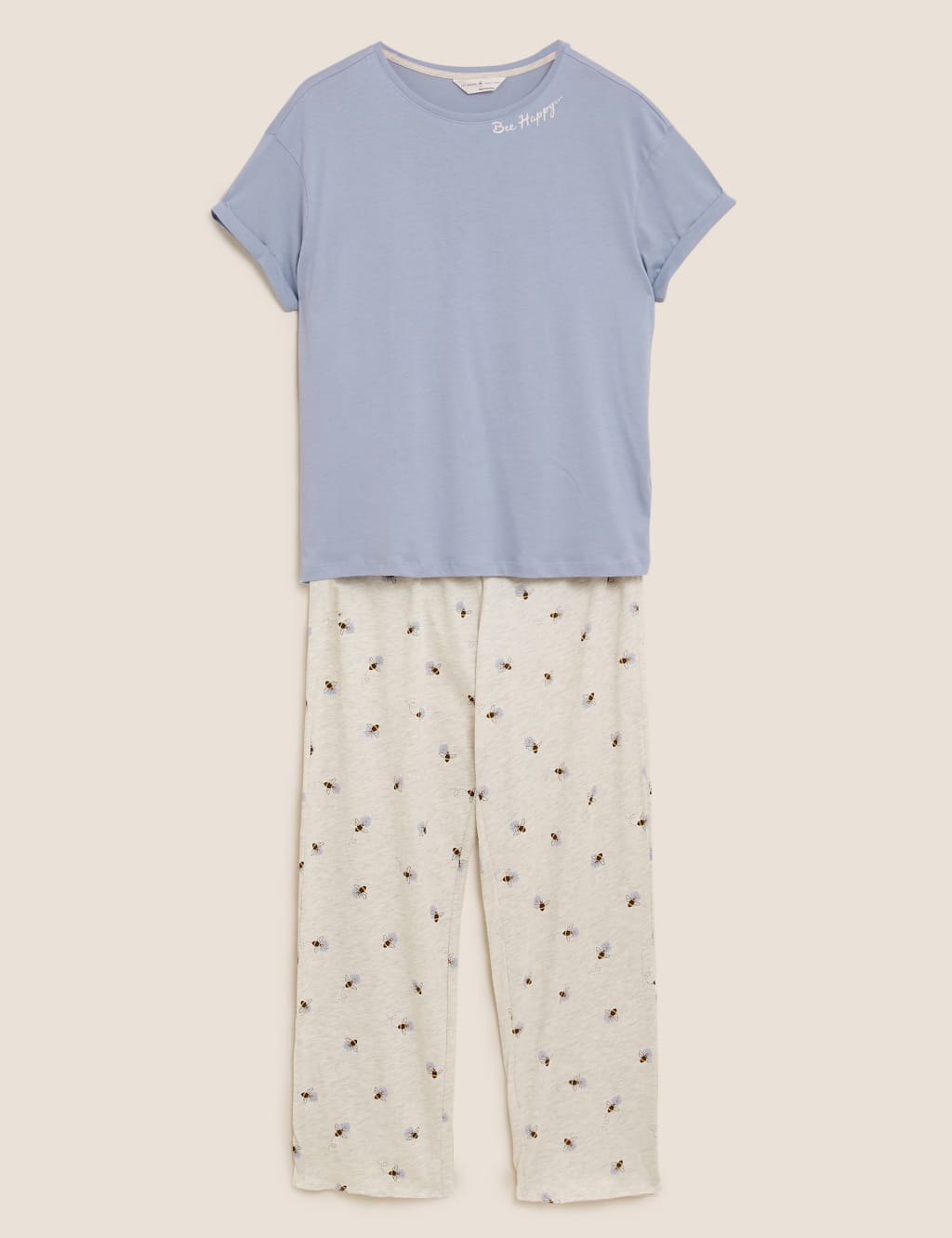 Cotton Bee Happy Slogan Pyjama Set M S Collection M S