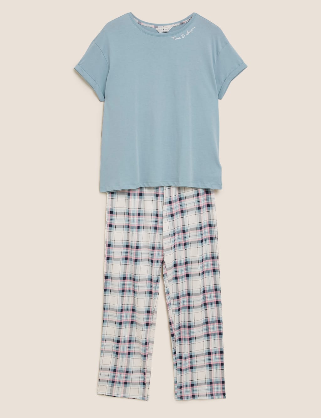 Pure Cotton Time To Dream Slogan Pyjama Set 2 of 5