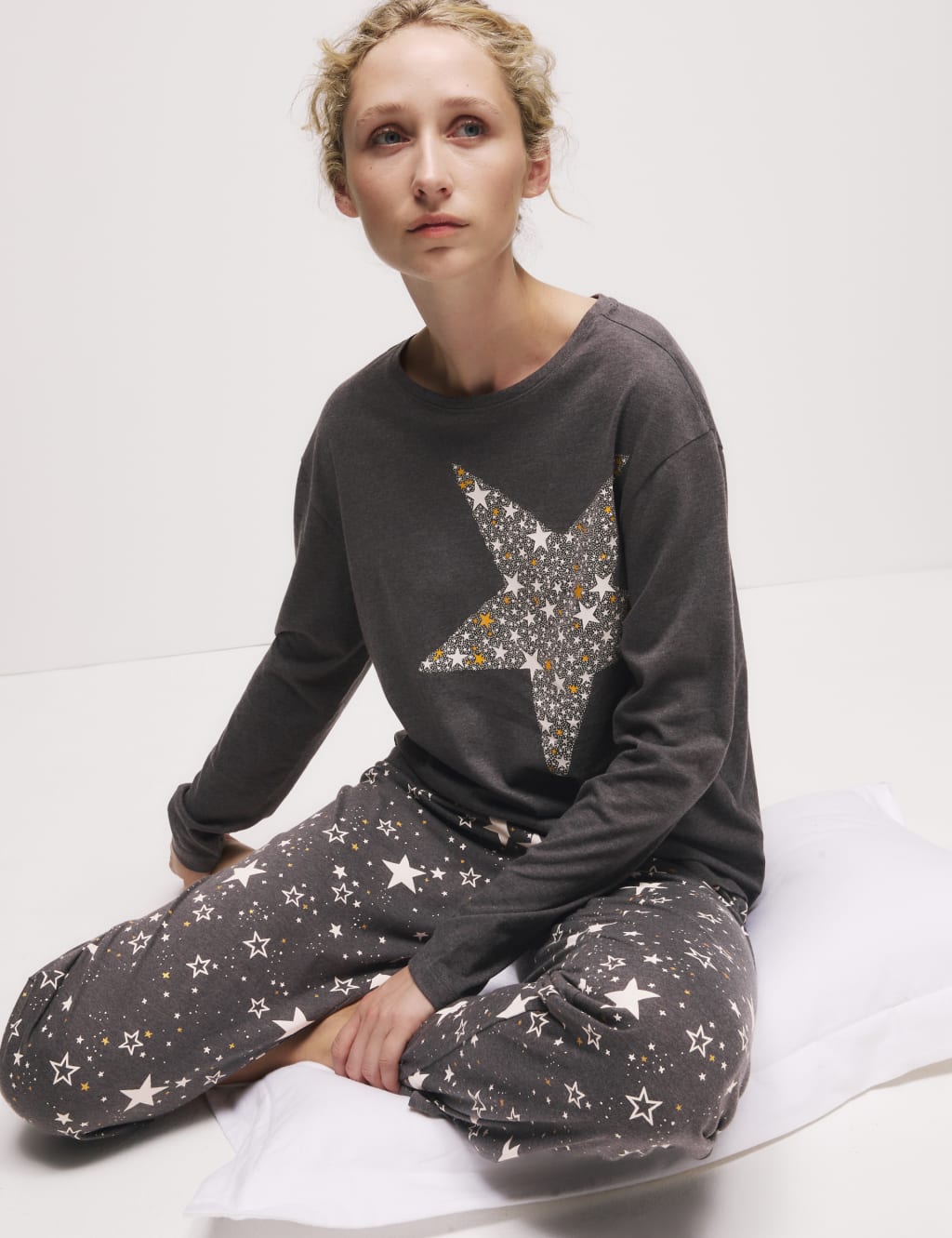 Cotton Rich Print Pyjama Set M S Collection M S