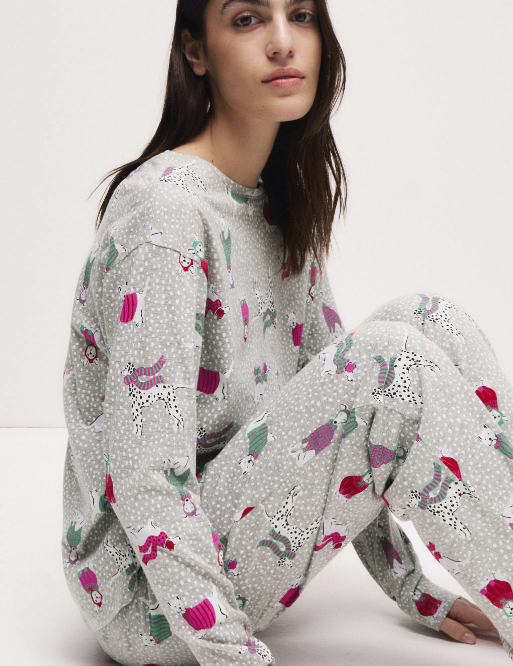 Cotton Rich Print Pyjama Set M S Collection M S