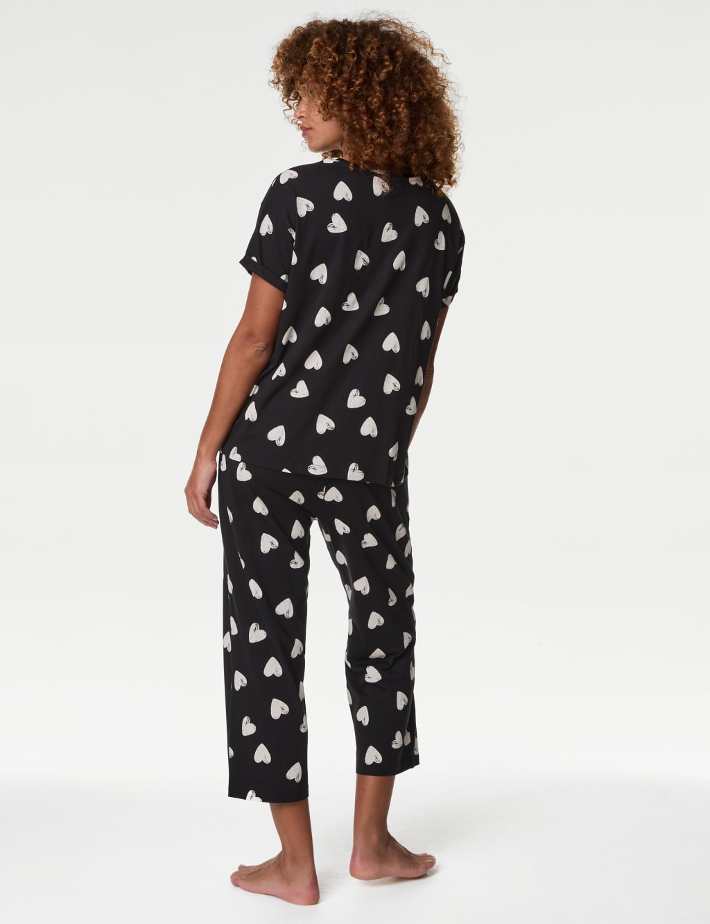 Pure Cotton Printed Cropped Pyjama Set M S Collection M S