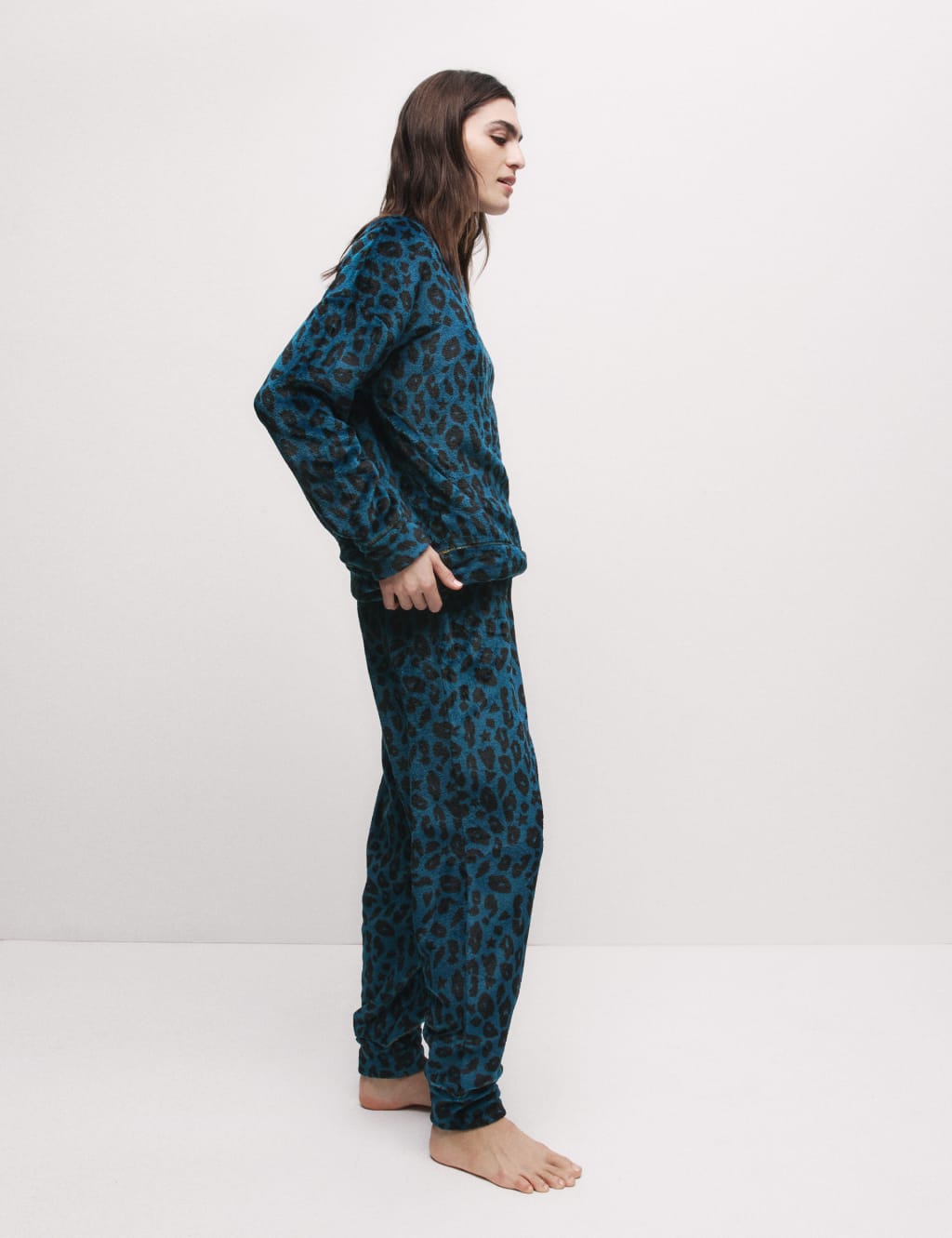 Fleece Printed Pyjama Set M S Collection M S