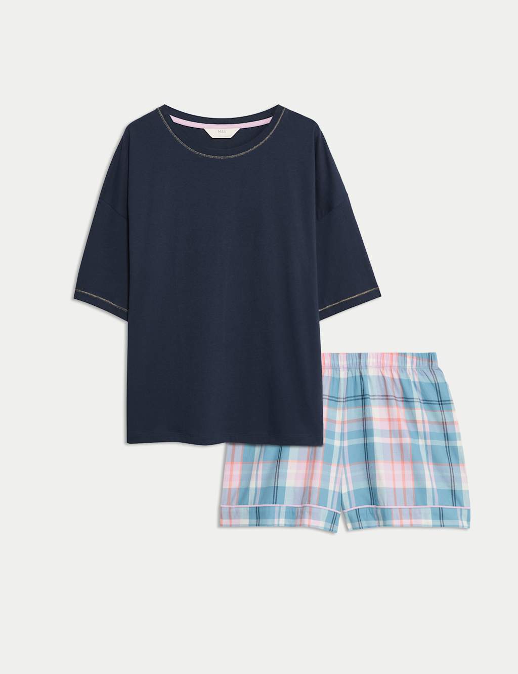 Pure Cotton Checked Shortie Set 2 of 6
