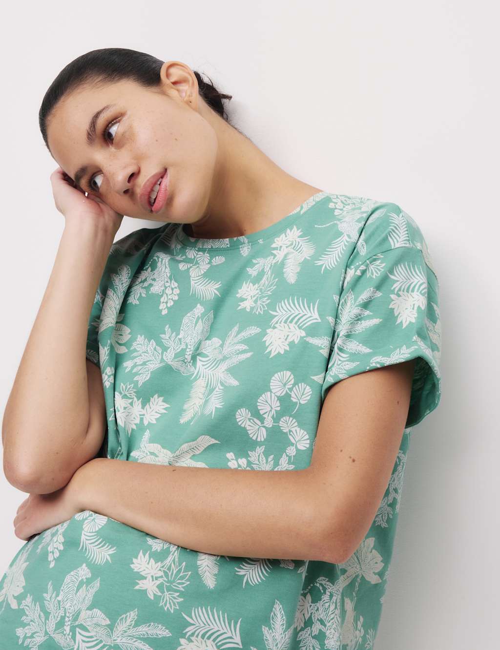 Cotton Rich Printed Cropped Pyjama Set 1 of 5