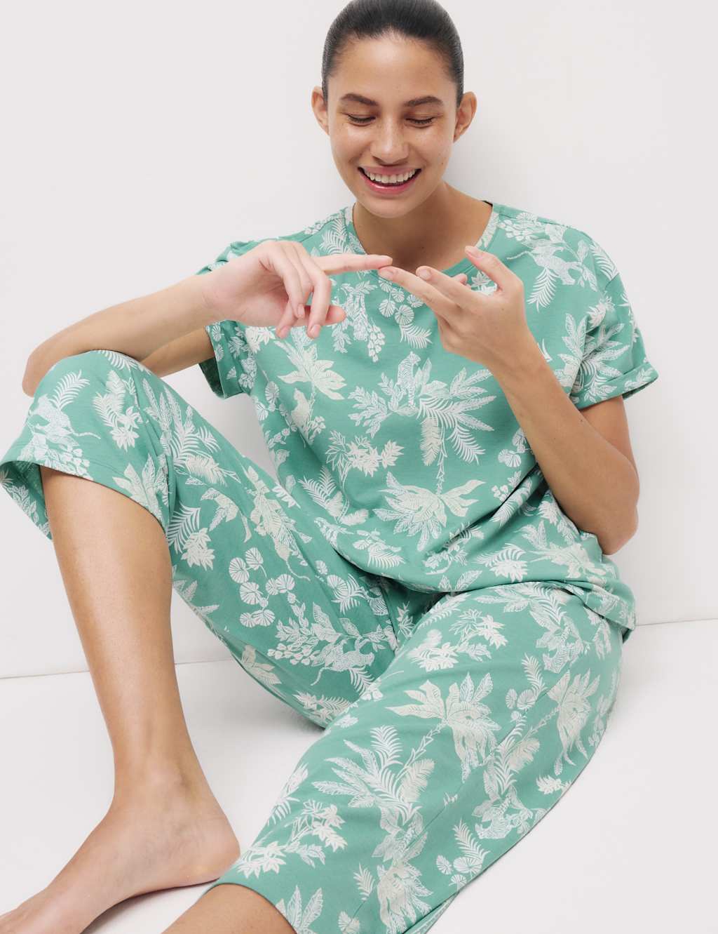 Cotton Rich Printed Cropped Pyjama Set 3 of 5