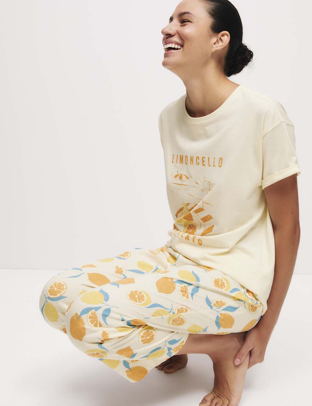 Cotton Rich Printed Cropped Pyjama Set 1 of 6