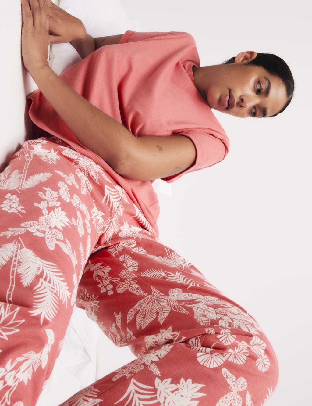 Cotton Rich Leaf Print Pyjama Set 3 of 5