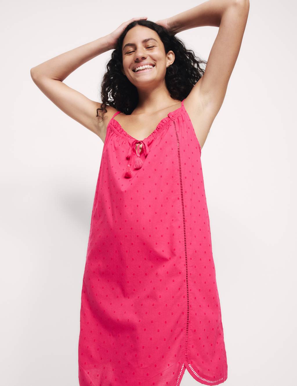 Pure Cotton Dobby Tie Front Chemise 4 of 5
