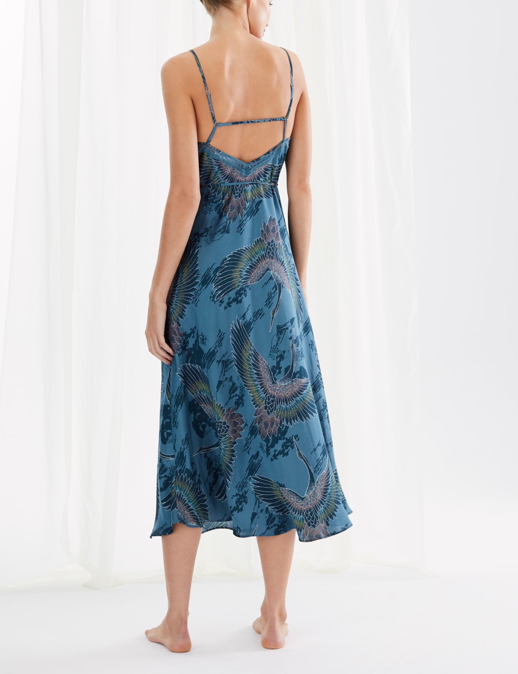 Satin Crane Bird Design Nightdress Rosie M S