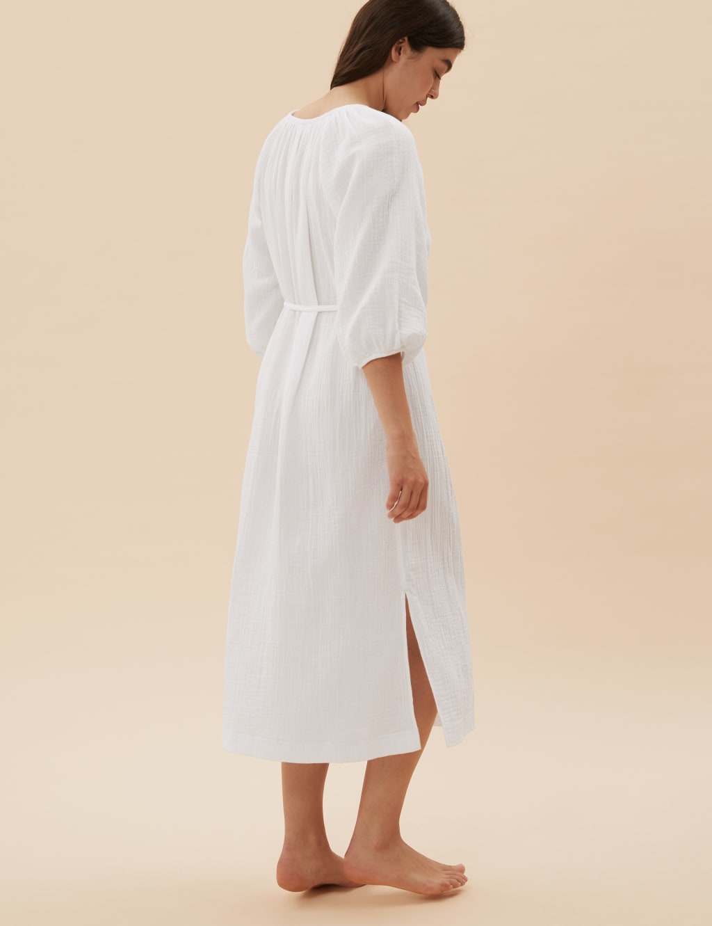 Pure Cotton Muslin Long Nightdress M S Collection M S