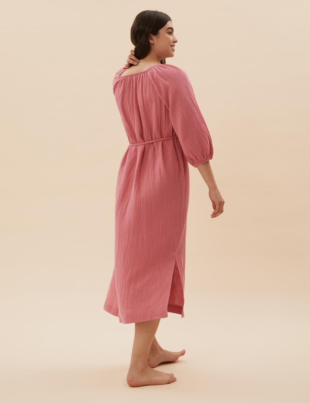Pure Cotton Muslin Long Nightdress 4 of 4