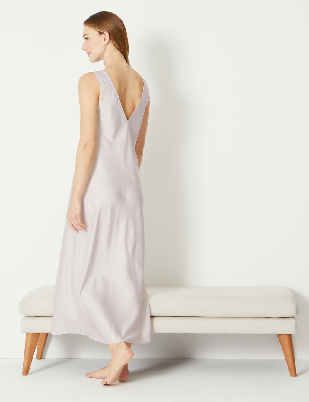 Bridal Satin Lace Trim Long Nightdress M S Collection M S