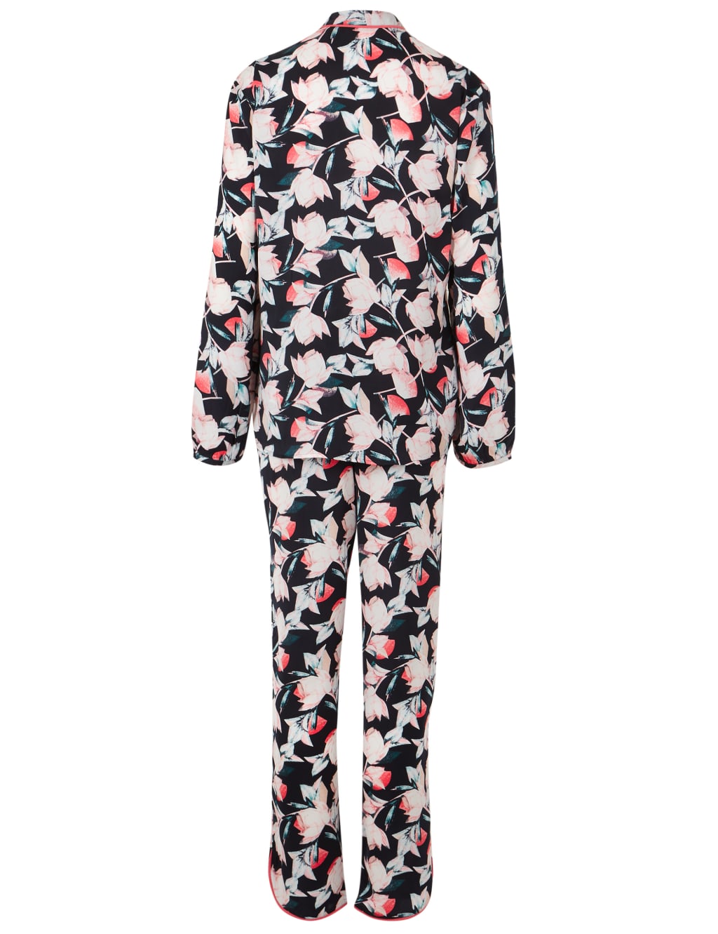 Satin Floral Print Long Sleeve Pyjama Set 6 of 6