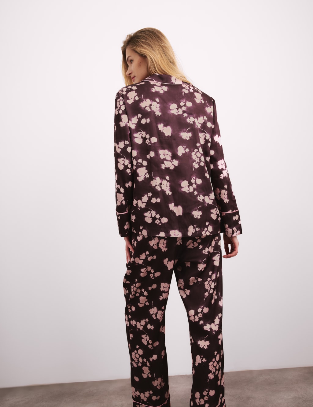 Satin Floral Print Pyjama Set 5 of 7