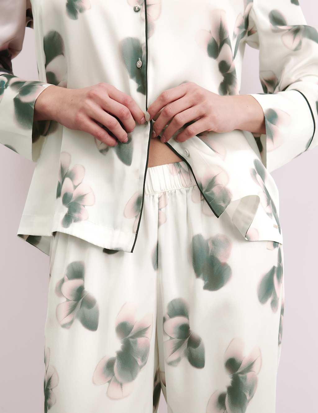 Satin Floral Print Pyjama Set 6 of 8