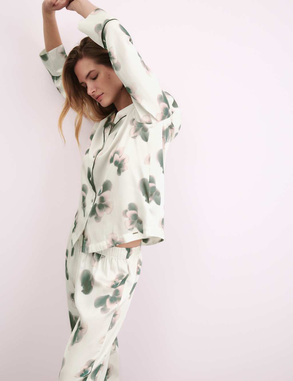 Satin Floral Print Pyjama Set 7 of 8