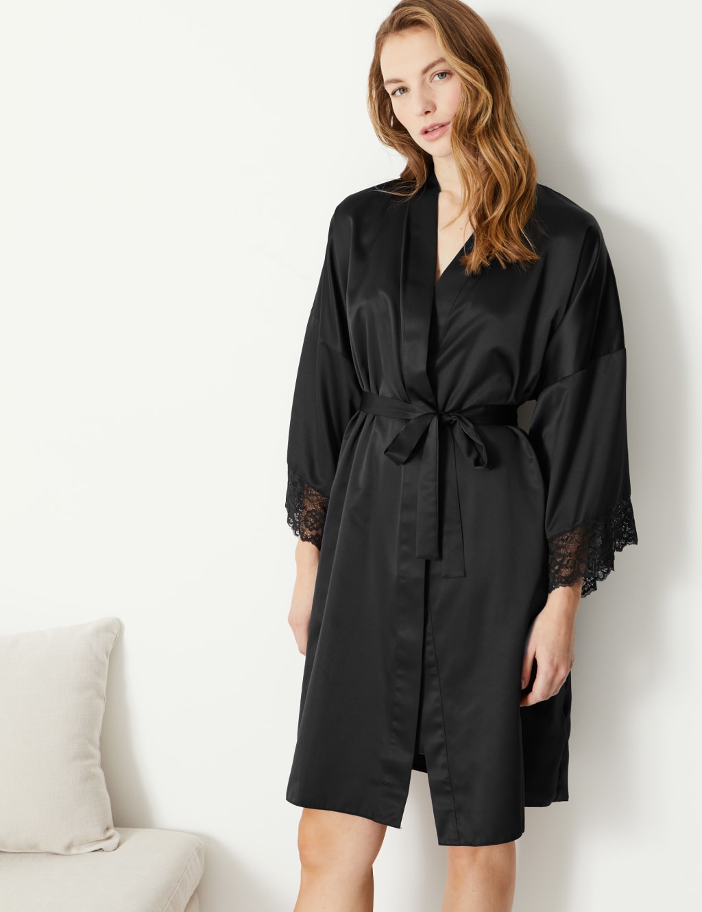 Bridal Satin Short Dressing Gown M S Collection M S