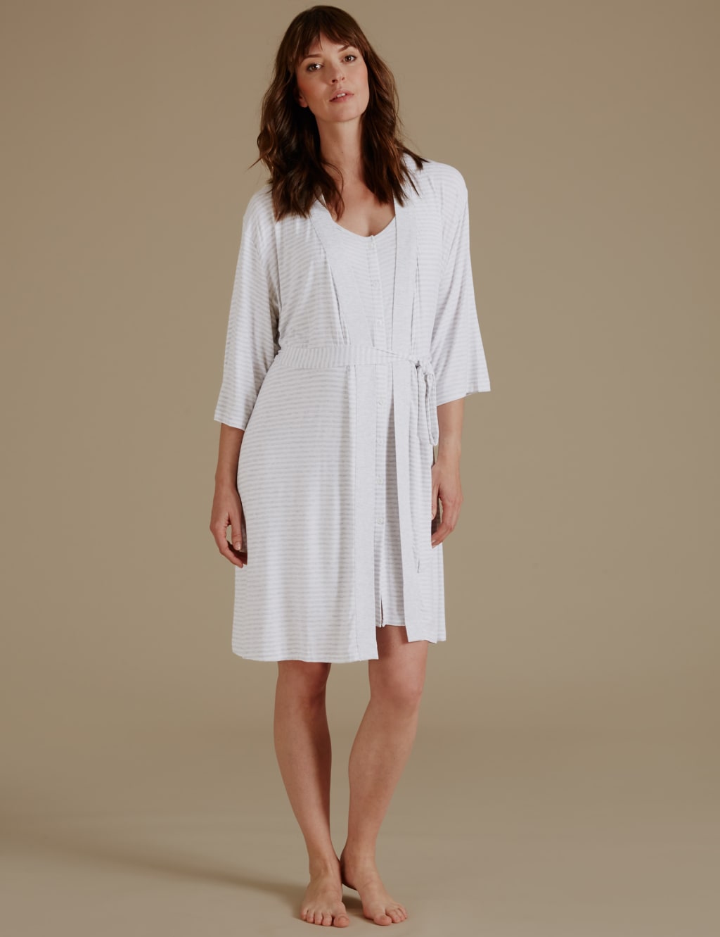 Maternity Striped Short Dressing Gown 5 of 7