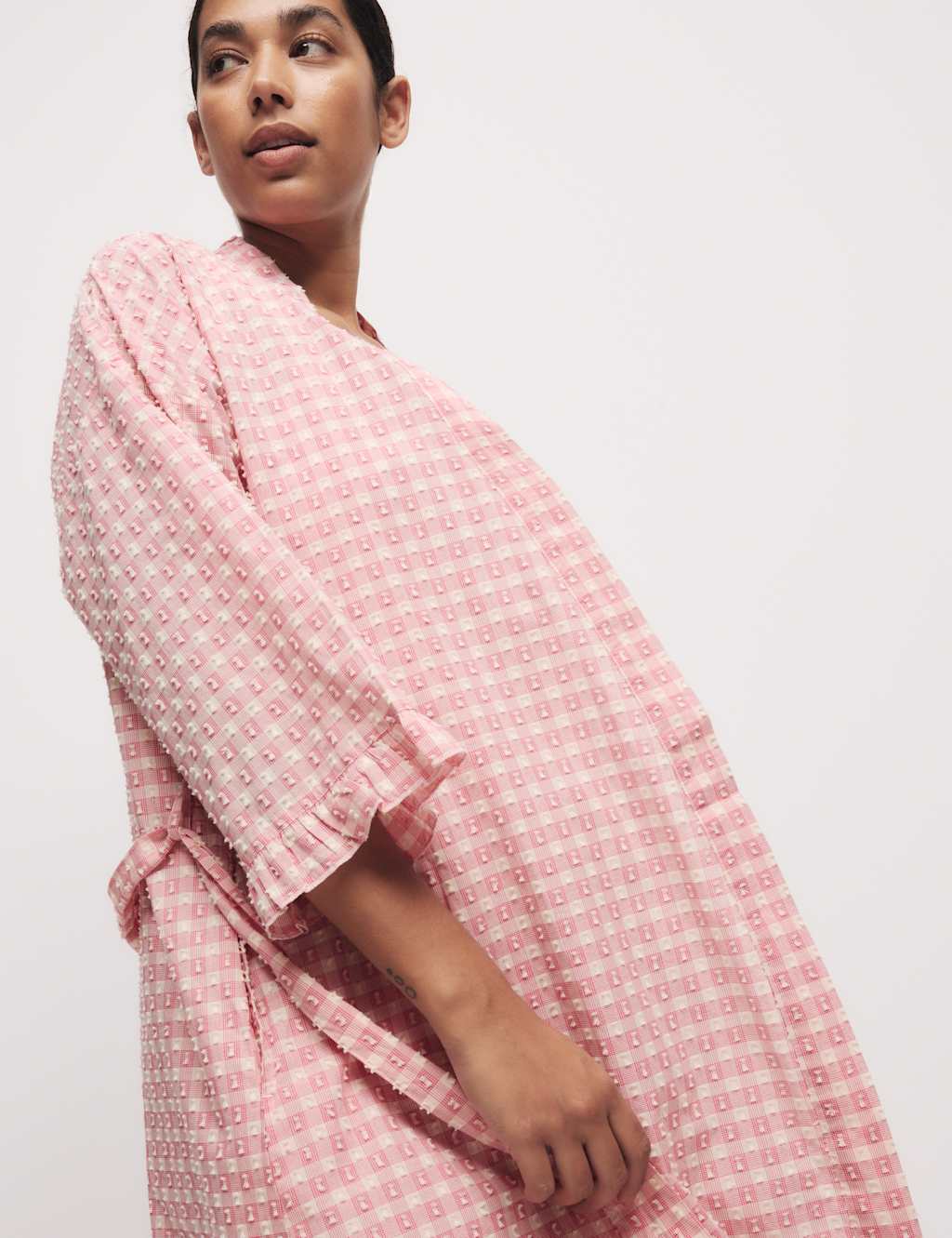 Pure Cotton Gingham Yarn Dyed Dobby Wrap 3 of 5