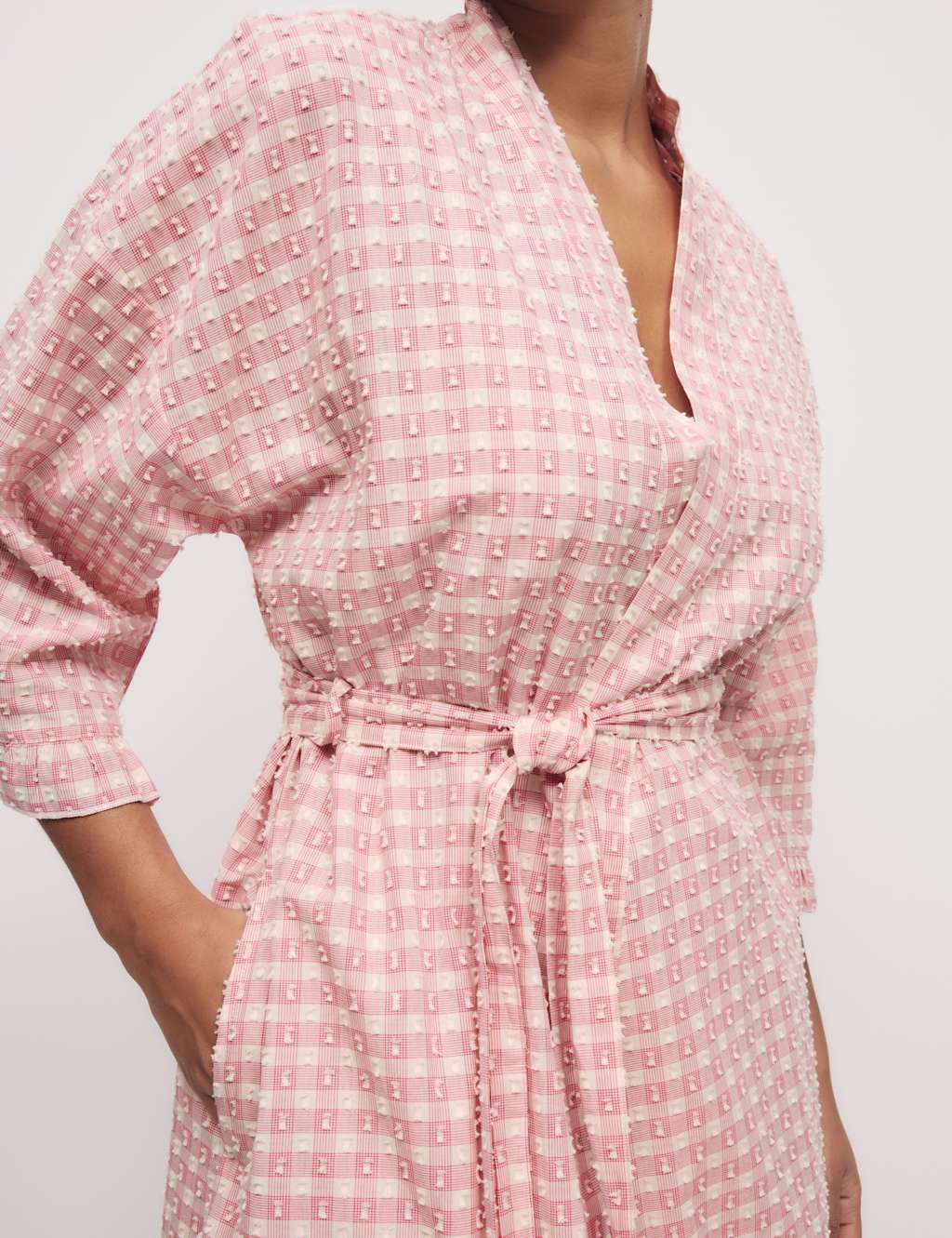 Pure Cotton Gingham Yarn Dyed Dobby Wrap 5 of 5