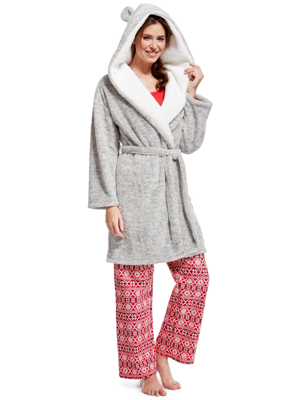 Hooded Tatty Teddy Embossed Fleece Dressing Gown M S Collection M S