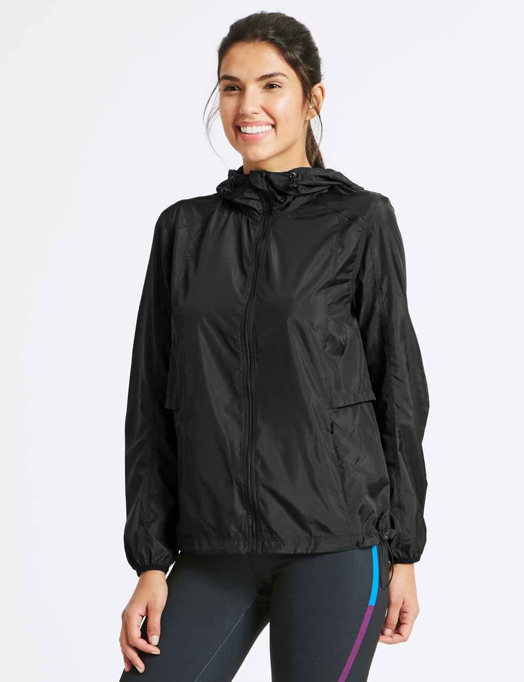 Hooded Long Sleeve Windbreaker Jacket 1 of 5