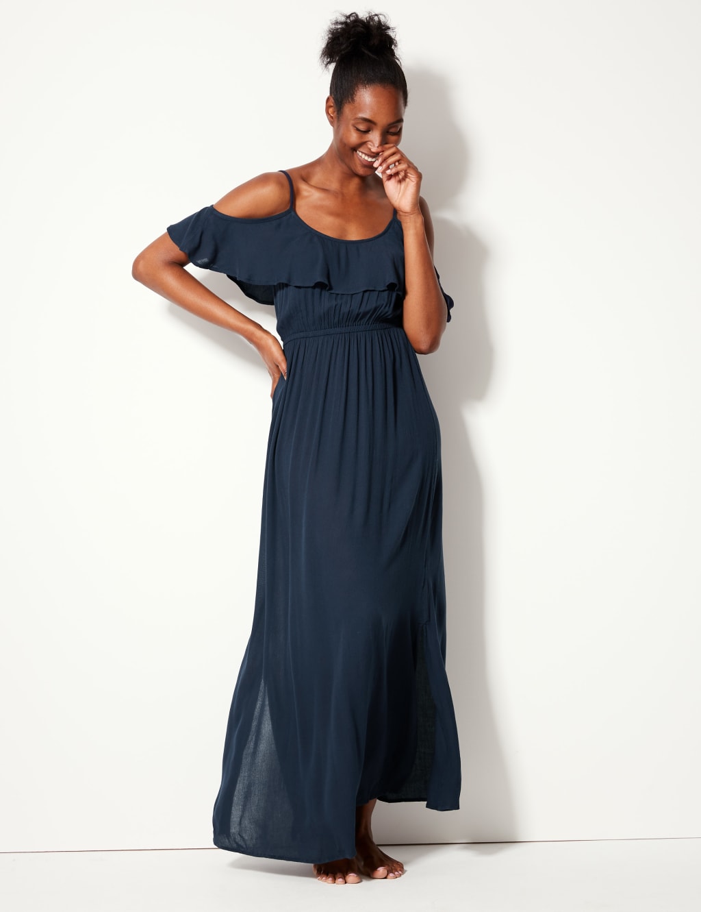Crinkle Frill Maxi Beach Dress M S Collection M S