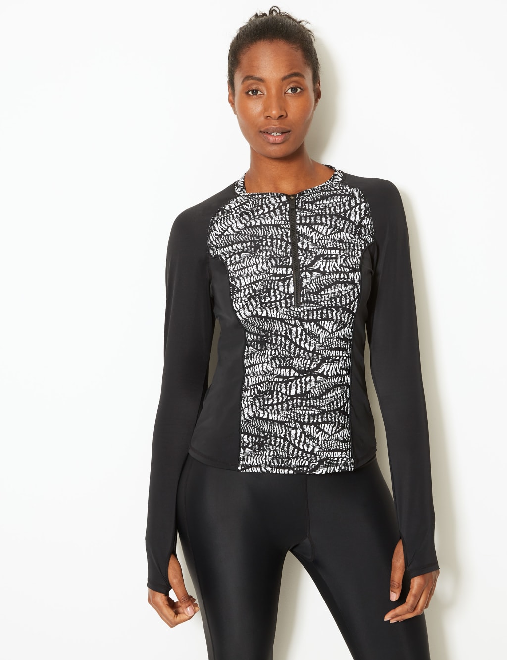 Monochrome Print Rash Guard Tankini Top 1 of 5