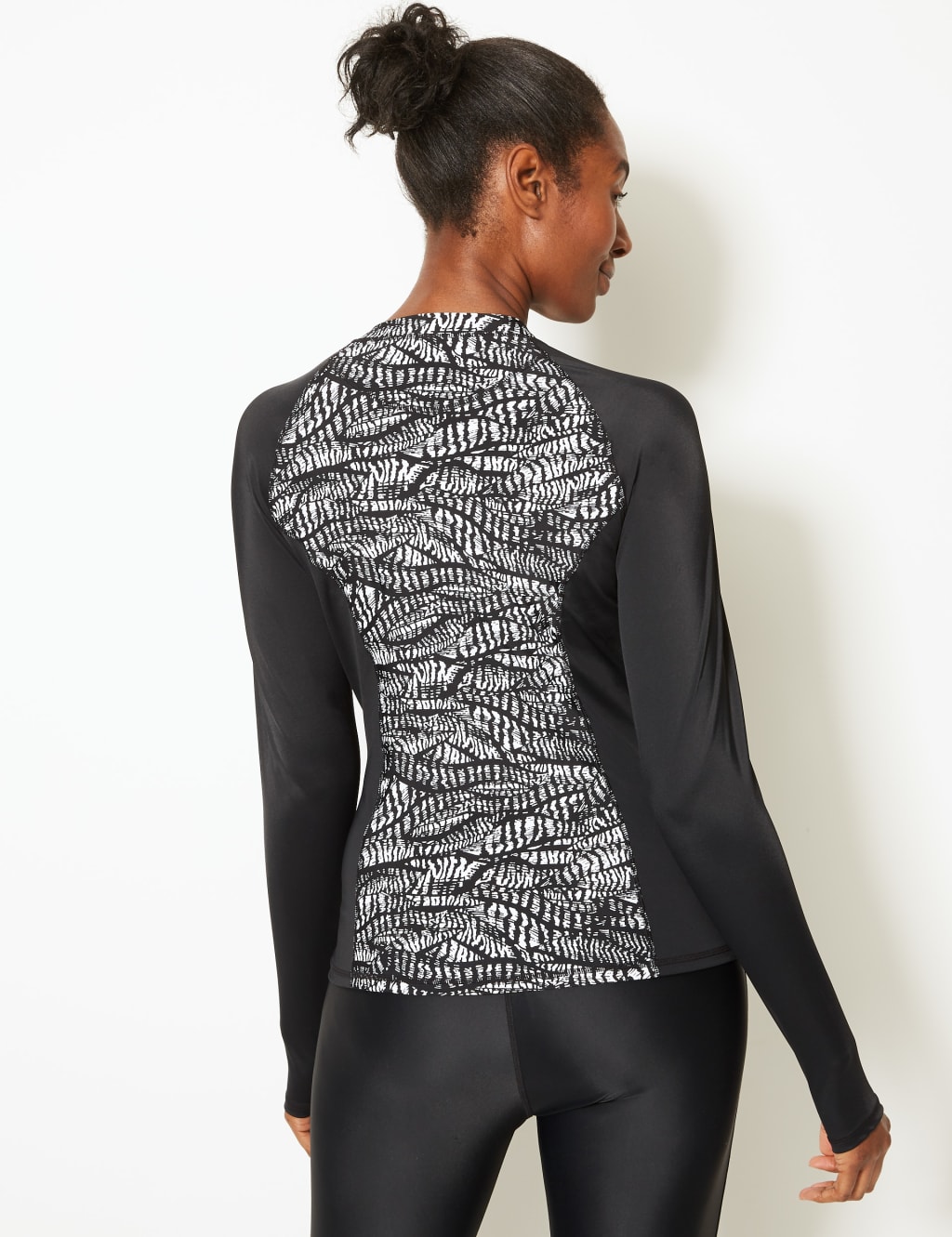 Monochrome Print Rash Guard Tankini Top 3 of 5