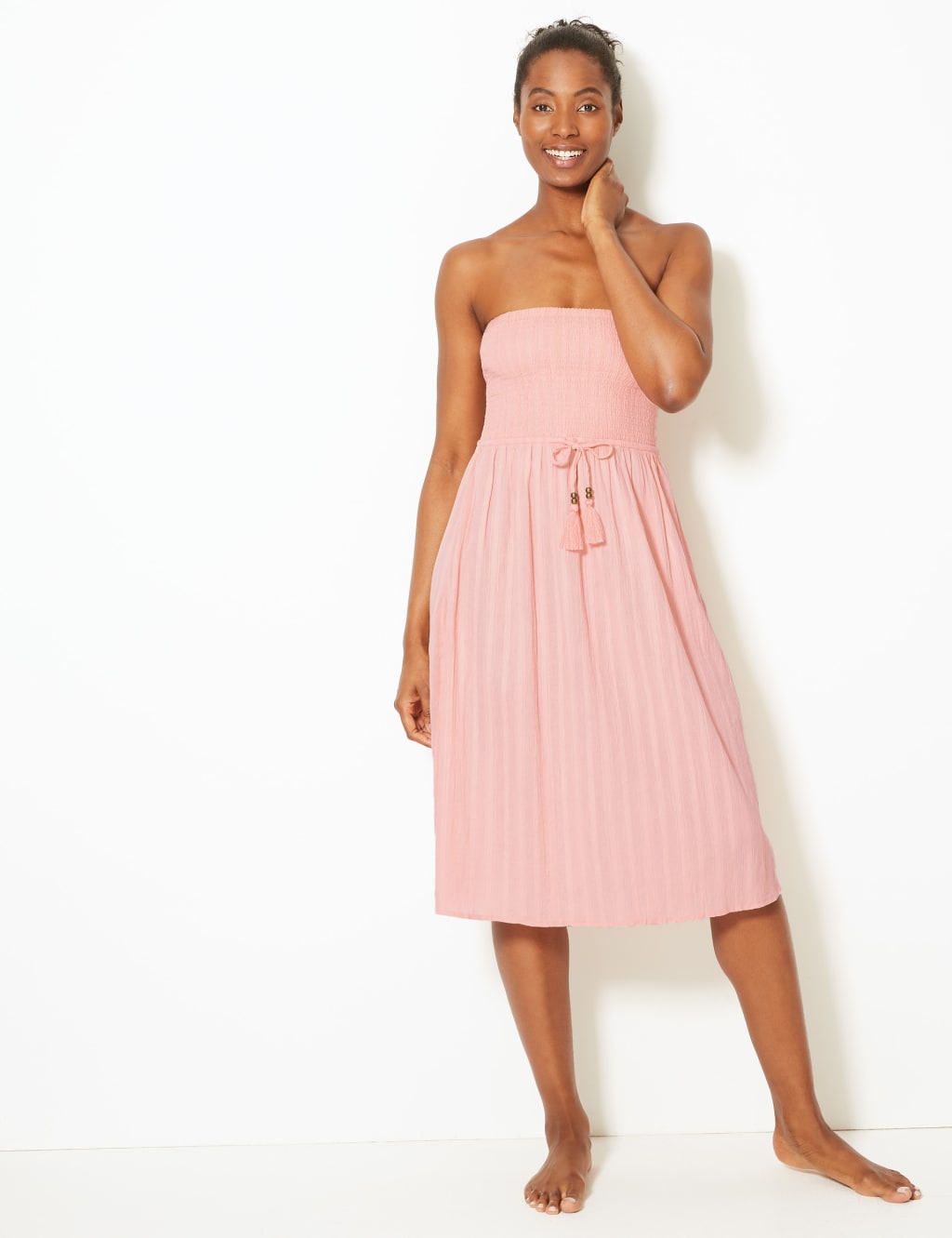Shirred beach dress discount